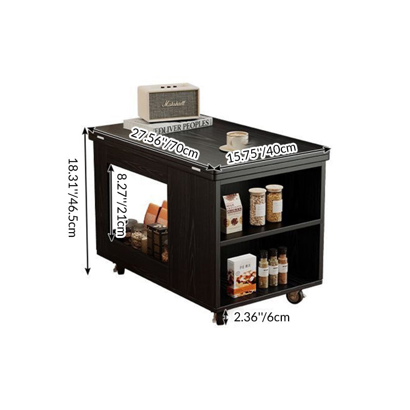 Modern Minimalist Movable Rectangular Rubberwood Foldable Coffee Table 2-Tier For Living Room