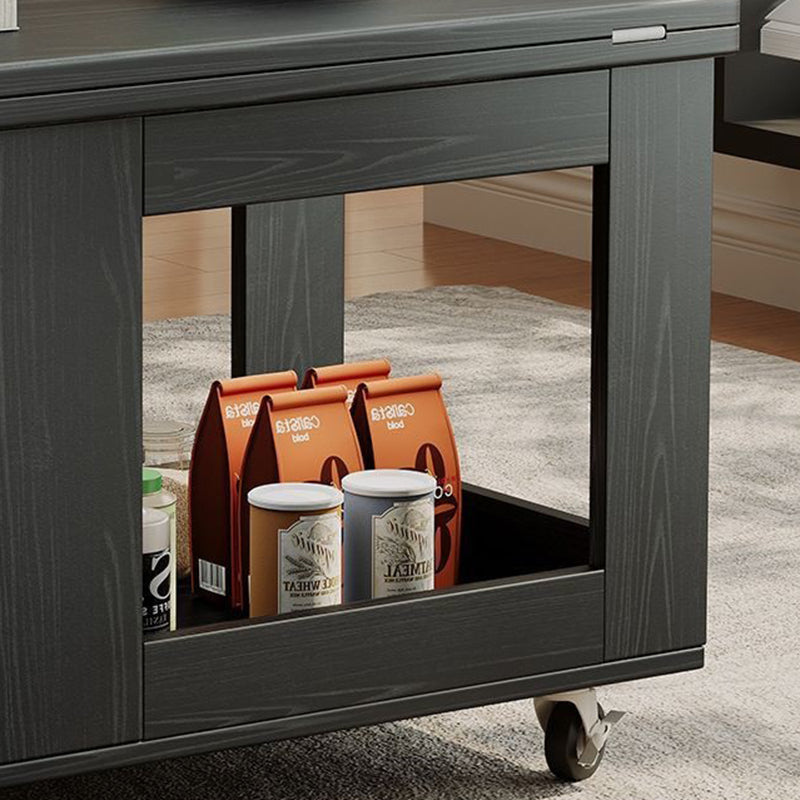 Modern Minimalist Movable Rectangular Rubberwood Foldable Coffee Table 2-Tier For Living Room