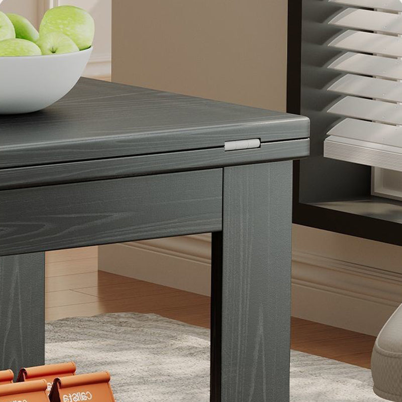 Modern Minimalist Movable Rectangular Rubberwood Foldable Coffee Table 2-Tier For Living Room