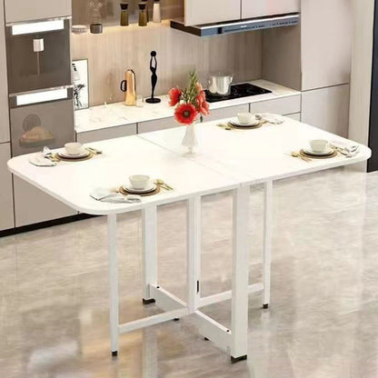 Modern Simplicity Foldable Rectangular Carbon Steel Plywood Movable Dining Table For 6-8 Seats