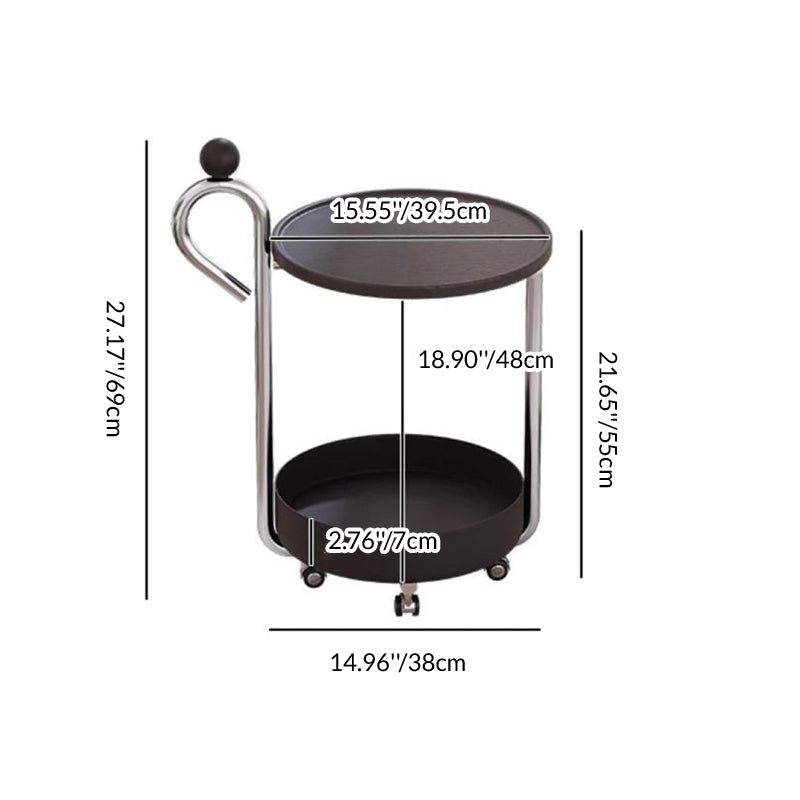 Contemporary Creative Movable Round PVC Panel Iron Metal End Table 2-Tier For Living Room