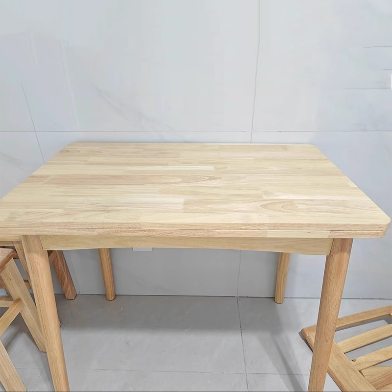 Modern Minimalist Rectangular Foldable MDF & Rubberwood Metal Dining Table For 2-6 Seats
