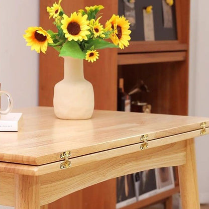 Modern Minimalist Rectangular Foldable MDF & Rubberwood Metal Dining Table For 2-6 Seats