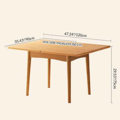 Modern Minimalist Rectangular Foldable MDF & Rubberwood Metal Dining Table For 2-6 Seats