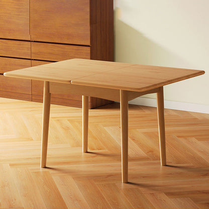 Modern Minimalist Rectangular Foldable MDF & Rubberwood Metal Dining Table For 2-6 Seats