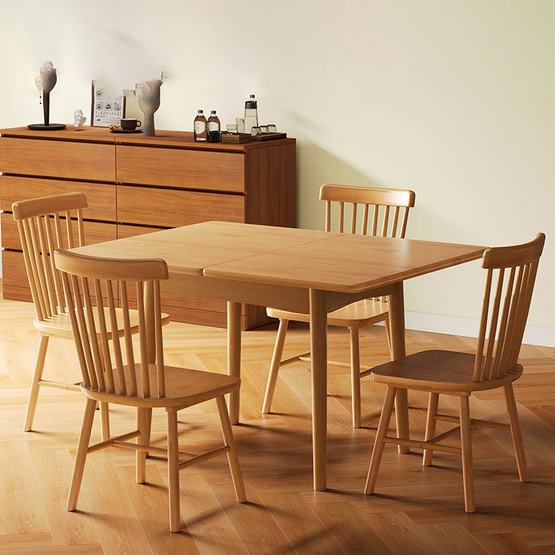 Modern Minimalist Rectangular Foldable MDF & Rubberwood Metal Dining Table For 2-6 Seats