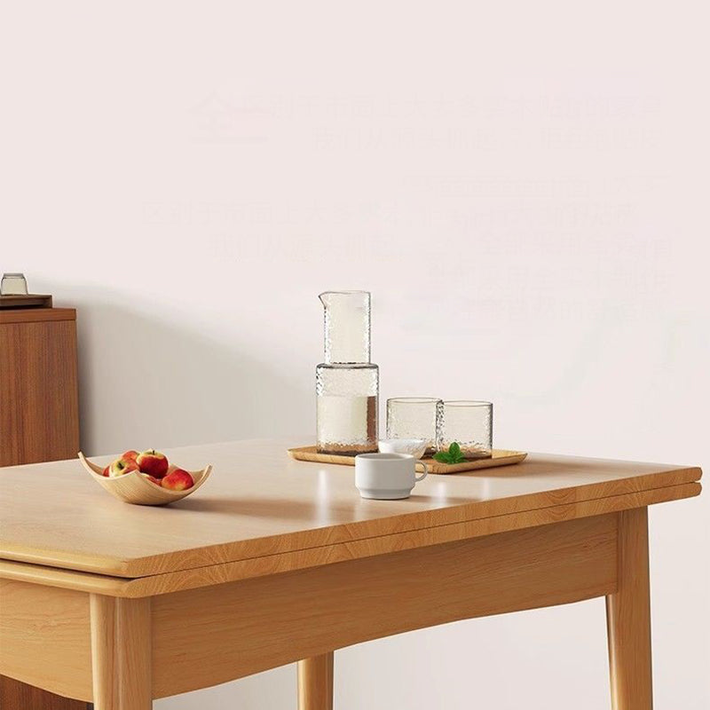 Modern Minimalist Rectangular Foldable MDF & Rubberwood Metal Dining Table For 2-6 Seats