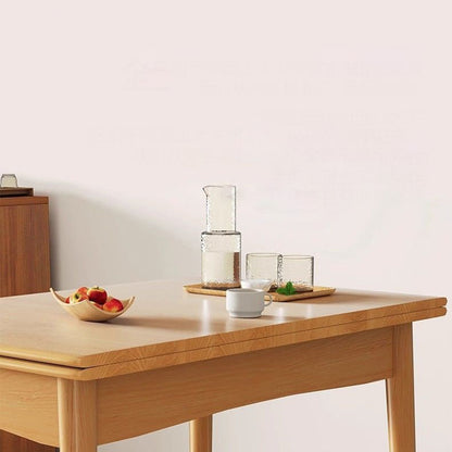 Modern Minimalist Rectangular Foldable MDF & Rubberwood Metal Dining Table For 2-6 Seats