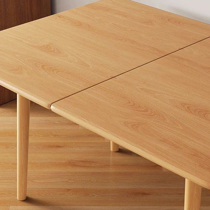 Modern Minimalist Rectangular Foldable MDF & Rubberwood Metal Dining Table For 2-6 Seats