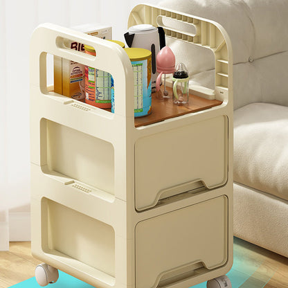 Modern Minimalist Rectangular PP Movable Detachable Storage Cabinet 2/3/4-Tier For Living Room