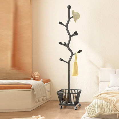Modern Art Deco Cactus Carbon Steel 1-Basket Movable Storage Cabinet For Bedroom