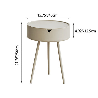 Modern Minimalist Round PP Iron Hidden Storage End Table 1-Tier For Living Room