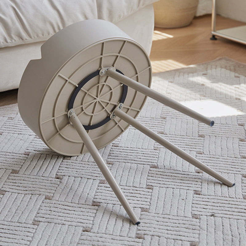 Modern Minimalist Round PP Iron Hidden Storage End Table 1-Tier For Living Room