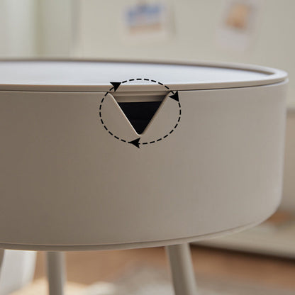 Modern Minimalist Round PP Iron Hidden Storage End Table 1-Tier For Living Room