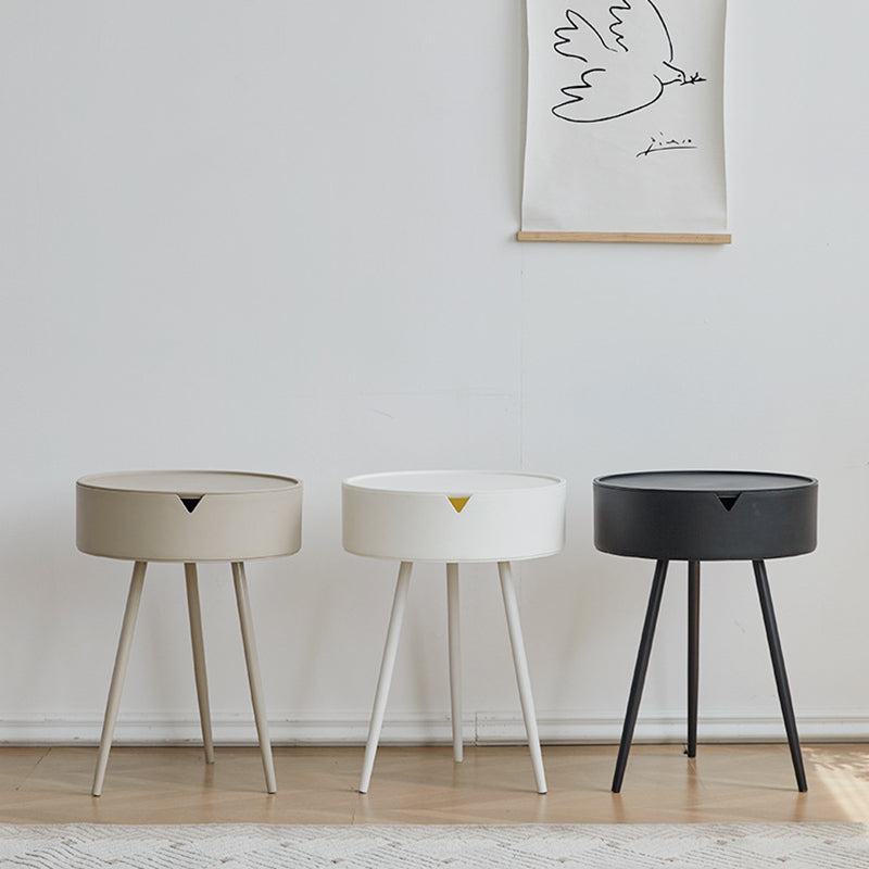 Modern Minimalist Round PP Iron Hidden Storage End Table 1-Tier For Living Room