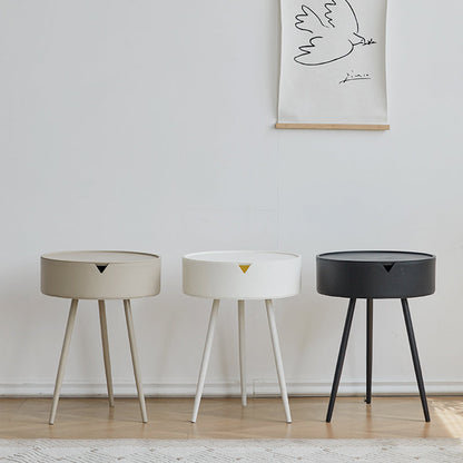 Modern Minimalist Round PP Iron Hidden Storage End Table 1-Tier For Living Room