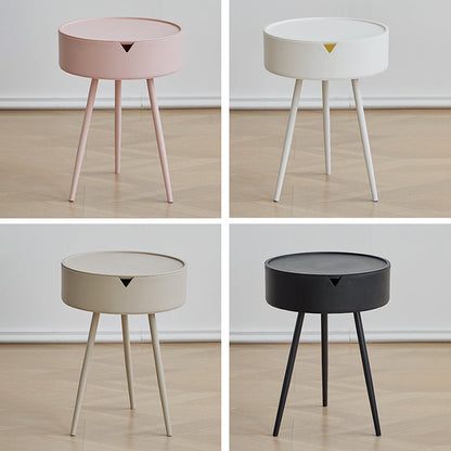 Modern Minimalist Round PP Iron Hidden Storage End Table 1-Tier For Living Room