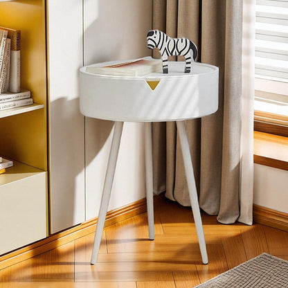 Modern Minimalist Round PP Iron Hidden Storage End Table 1-Tier For Living Room