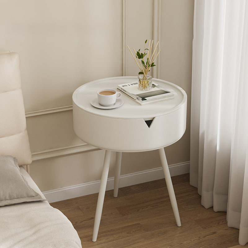 Modern Minimalist Round PP Iron Hidden Storage End Table 1-Tier For Living Room