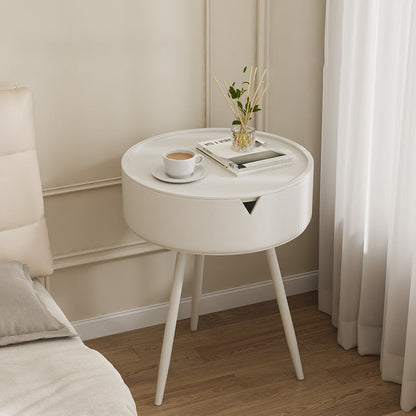 Modern Minimalist Round PP Iron Hidden Storage End Table 1-Tier For Living Room