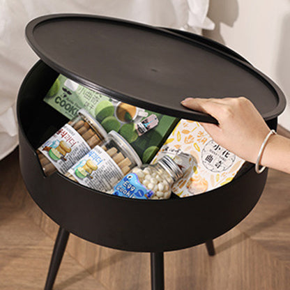 Modern Minimalist Round PP Iron Hidden Storage End Table 1-Tier For Living Room