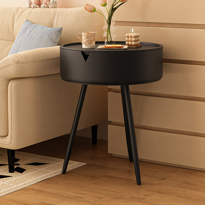 Modern Minimalist Round PP Iron Hidden Storage End Table 1-Tier For Living Room