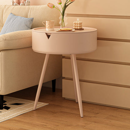Modern Minimalist Round PP Iron Hidden Storage End Table 1-Tier For Living Room