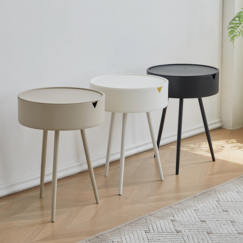 Modern Minimalist Round PP Iron Hidden Storage End Table 1-Tier For Living Room
