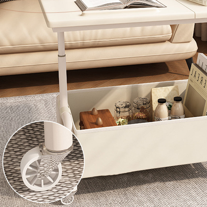 Modern Minimalist Rectangular MDF Carbon Steel Fabric Elevatable Movable End Table 2-Tier For Living Room