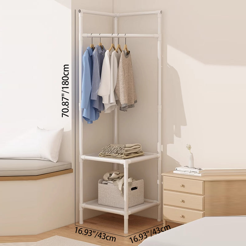 Modern Simplicity Rectangular Carbon Steel Fabric Corner Storage Cabinet 2-Tier For Bedroom