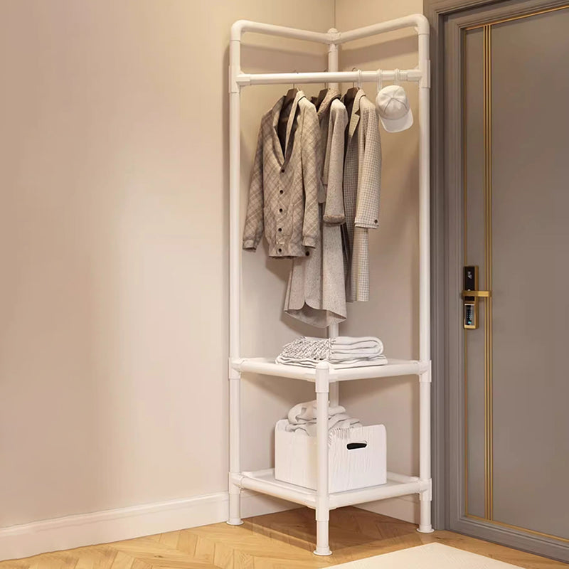 Modern Simplicity Rectangular Carbon Steel Fabric Corner Storage Cabinet 2-Tier For Bedroom