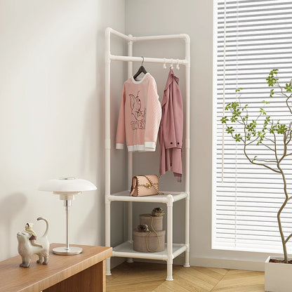 Modern Simplicity Rectangular Carbon Steel Fabric Corner Storage Cabinet 2-Tier For Bedroom