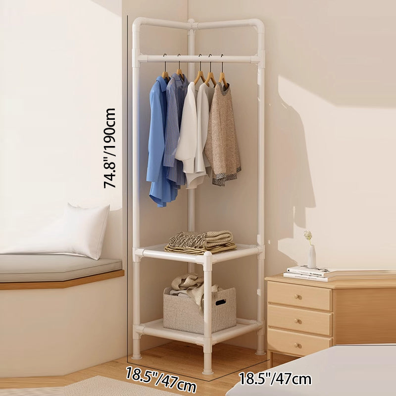 Modern Simplicity Rectangular Carbon Steel Fabric Corner Storage Cabinet 2-Tier For Bedroom
