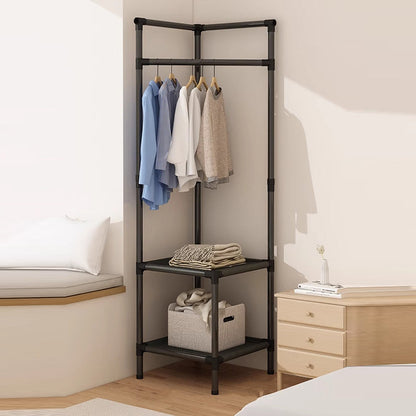 Modern Simplicity Rectangular Carbon Steel Fabric Corner Storage Cabinet 2-Tier For Bedroom