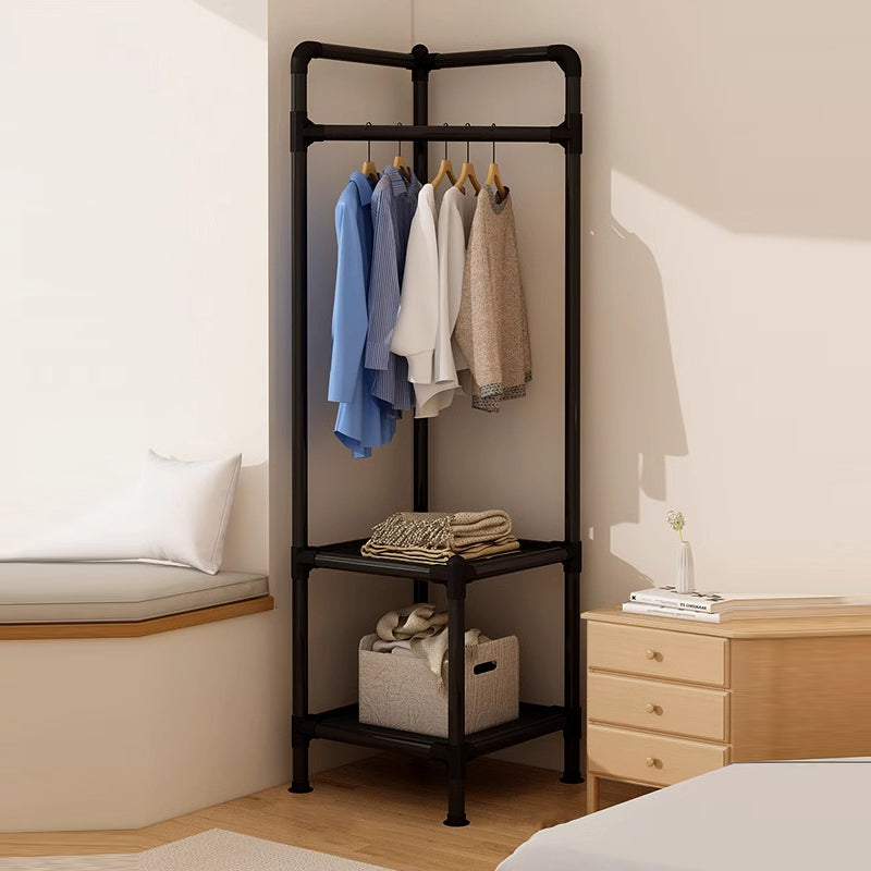 Modern Simplicity Rectangular Carbon Steel Fabric Corner Storage Cabinet 2-Tier For Bedroom