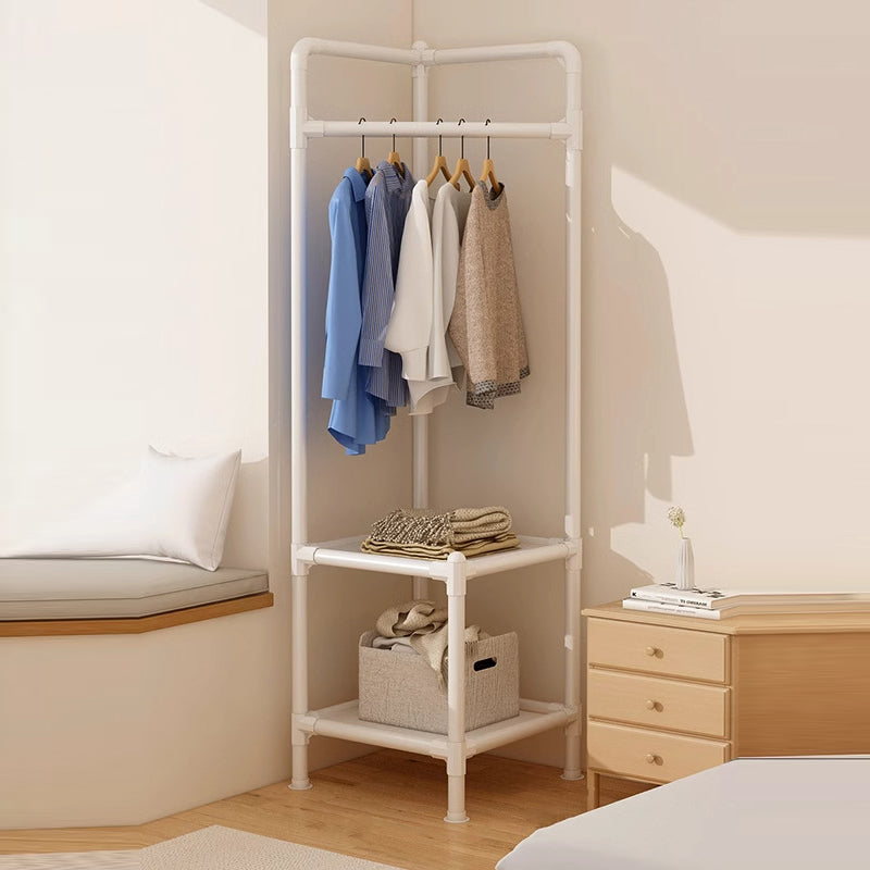 Modern Simplicity Rectangular Carbon Steel Fabric Corner Storage Cabinet 2-Tier For Bedroom