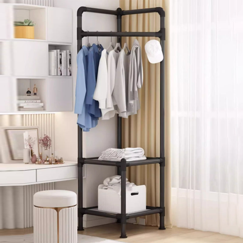 Modern Simplicity Rectangular Carbon Steel Fabric Corner Storage Cabinet 2-Tier For Bedroom