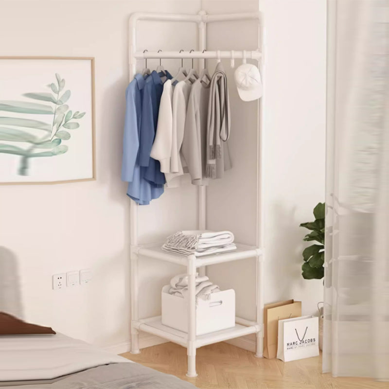 Modern Simplicity Rectangular Carbon Steel Fabric Corner Storage Cabinet 2-Tier For Bedroom