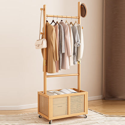 Modern Simplicity Rectangular Solid Wood Acrylic Plastic Rattan Weaving 1-Cabinet Movable Storage Cabinet For Bedroom