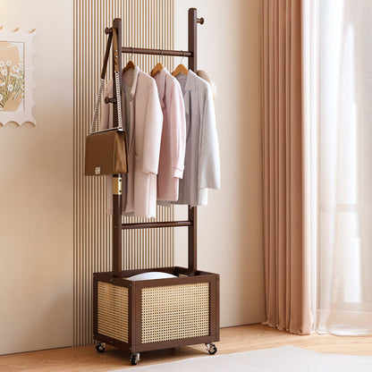 Modern Simplicity Rectangular Solid Wood Acrylic Plastic Rattan Weaving 1-Cabinet Movable Storage Cabinet For Bedroom