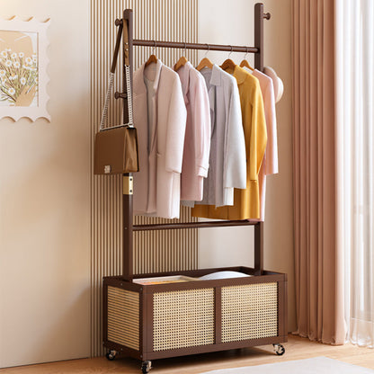 Modern Simplicity Rectangular Solid Wood Acrylic Plastic Rattan Weaving 1-Cabinet Movable Storage Cabinet For Bedroom