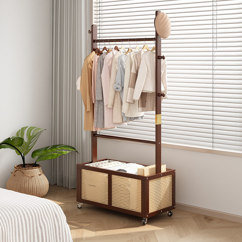 Modern Simplicity Rectangular Solid Wood Acrylic Plastic Rattan Weaving 1-Cabinet Movable Storage Cabinet For Bedroom