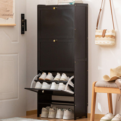 Modern Minimalist Rectangular Large Capacity Nan Bamboo MDF Shoe Storage 2/3-Cabinet For Entryways