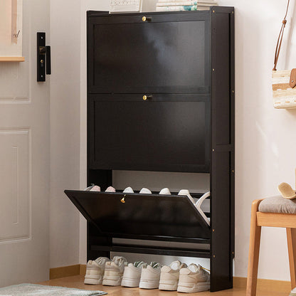Modern Minimalist Rectangular Large Capacity Nan Bamboo MDF Shoe Storage 2/3-Cabinet For Entryways