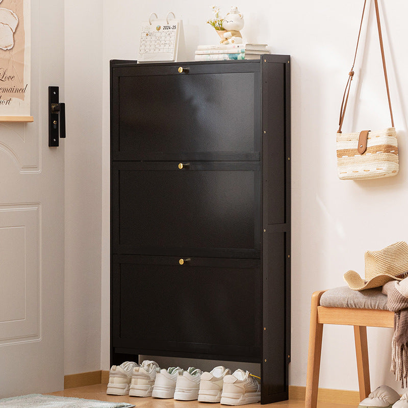 Modern Minimalist Rectangular Large Capacity Nan Bamboo MDF Shoe Storage 2/3-Cabinet For Entryways
