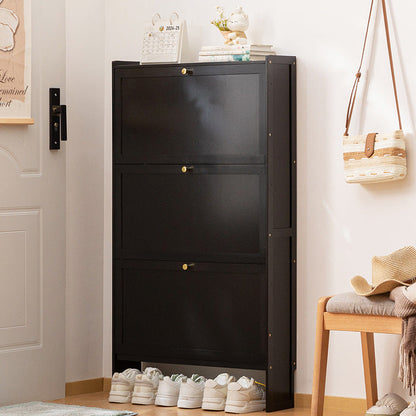 Modern Minimalist Rectangular Large Capacity Nan Bamboo MDF Shoe Storage 2/3-Cabinet For Entryways