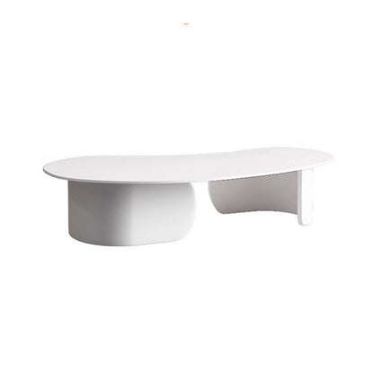 Modern Minimalist Cashew Nuts Carbon Steel Rock Plate Coffee Table 1-Tier For Living Room