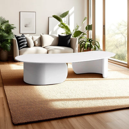 Modern Minimalist Cashew Nuts Carbon Steel Rock Plate Coffee Table 1-Tier For Living Room