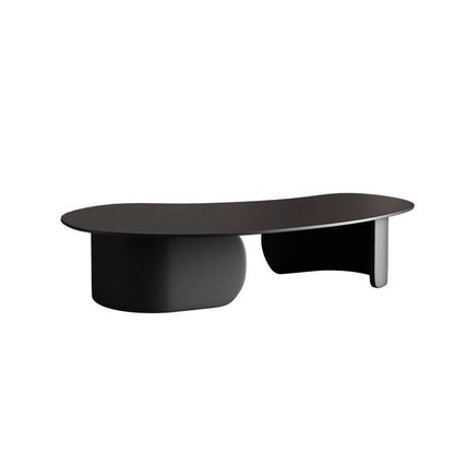 Modern Minimalist Cashew Nuts Carbon Steel Rock Plate Coffee Table 1-Tier For Living Room