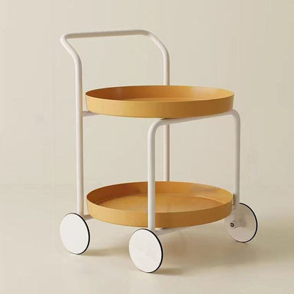 Contemporary Nordic Round Plastic Carbon Steel Movable Coffee Table 2-Tier For Living Room